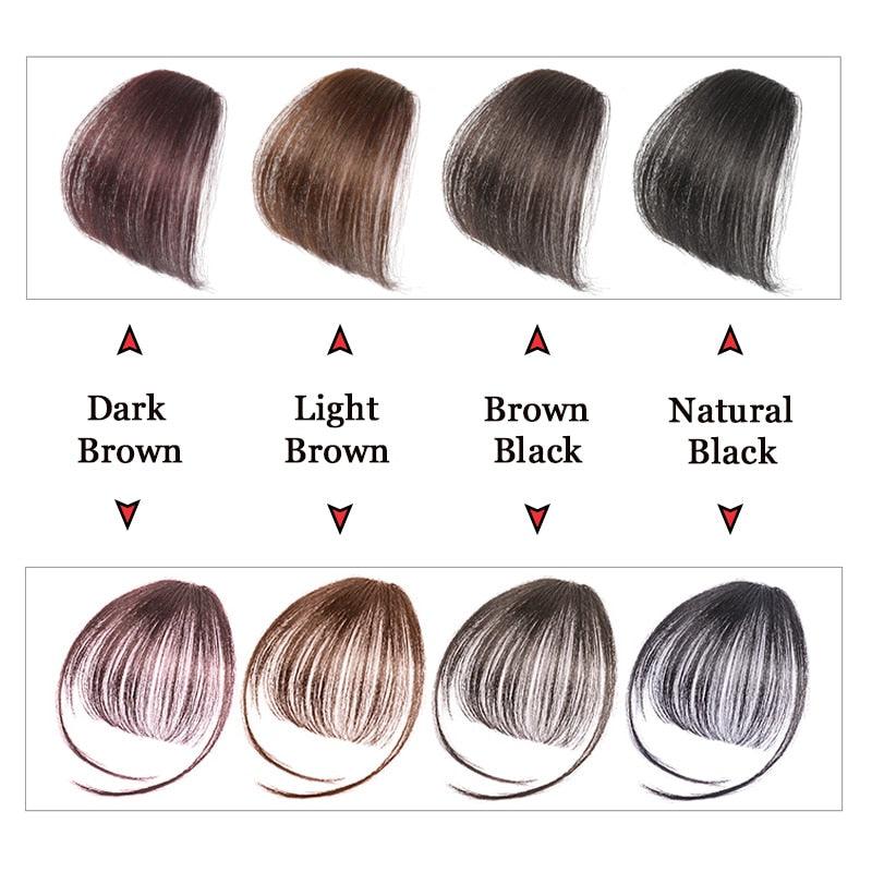 Frange Droite Marron Clair Marron Foncé Frange Épaisse Air Bangs Franges Avant Clip In Filetées pour Femmes Franges Naturelles Plates et Nettes avec Tempes pour Femmes Postiche Une Pièce