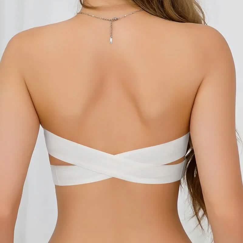 Haut de bikini bandeau en tricot de nylon sans bretelles avec fermeture latérale