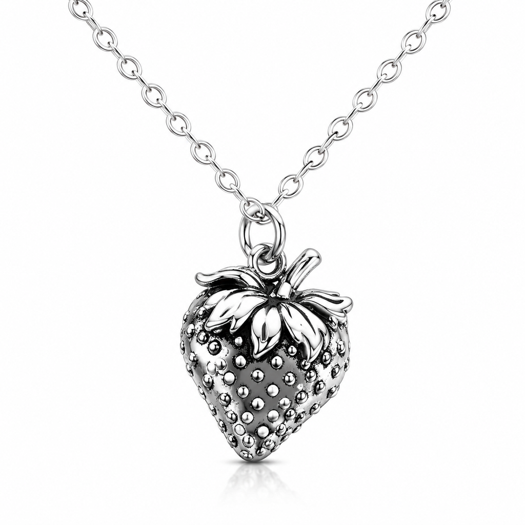 Collier en argent sterling avec pendentif fraise