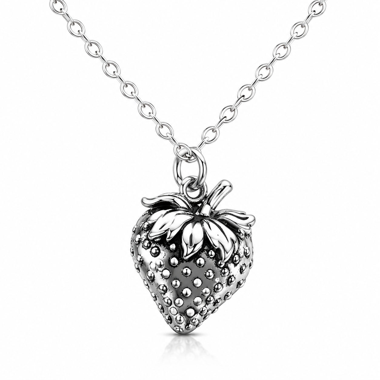 Collier en argent sterling avec pendentif fraise