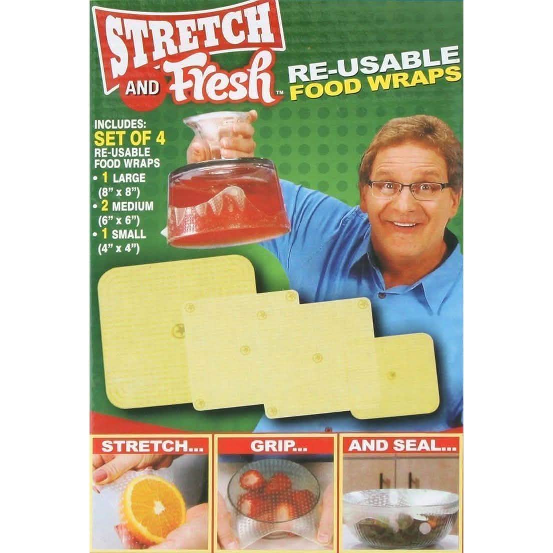 Lot de 4 : Films alimentaires extensibles et réutilisables Stretch and Fresh