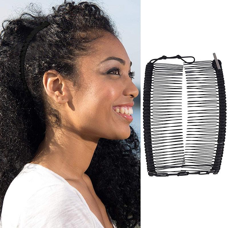 Pince Banane Élastique Double Face Peigne à Cheveux Facile pour Femmes Paresseuses Outil de Coiffure pour Cheveux Épais et Bouclés Accessoires pour Faire des Queues de Cheval, des Mohawks et des Chignons pour Femmes aux Cheveux Bouclés