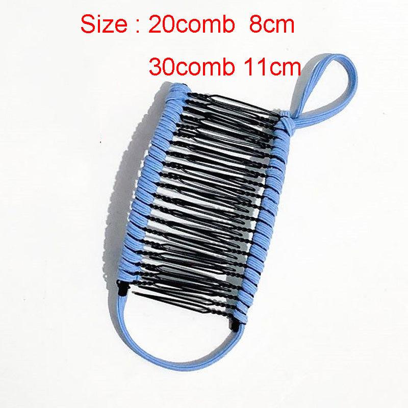 Pince Banane Élastique Double Face Peigne à Cheveux Facile pour Femmes Paresseuses Outil de Coiffure pour Cheveux Épais et Bouclés Accessoires pour Faire des Queues de Cheval, des Mohawks et des Chignons pour Femmes aux Cheveux Bouclés