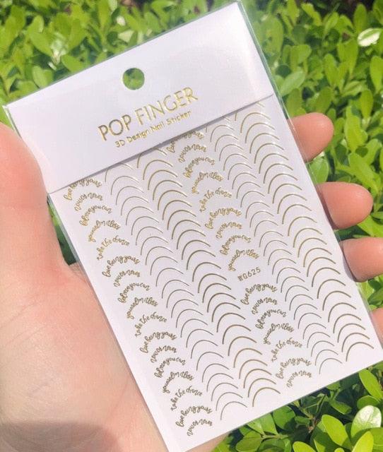 Autocollant de ligne pour ongles, fin, autocollant, décollable, argent/or/blanc/noir, accessoires autocollants dorés, décalcomanie de ligne pour ongles, auto-adhésive, motif vague 3D, décoration de courbe métallique pour femmes et filles