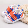 Chaussures bébé rayées antidérapantes à semelle souple et velcro