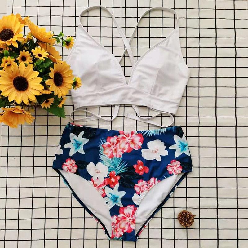 Maillot de bain deux pièces grande taille à rayures pour femmes Maillot de bain taille haute deux pièces grande taille pour femmes Maillot de bain taille haute Maillot de bain taille haute épaules dénudées Maillot de bain échancré