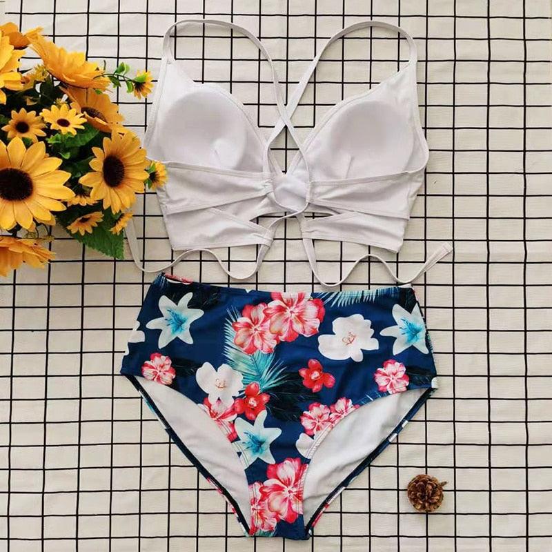 Maillot de bain deux pièces grande taille à rayures pour femmes Maillot de bain taille haute deux pièces grande taille pour femmes Maillot de bain taille haute Maillot de bain taille haute épaules dénudées Maillot de bain échancré