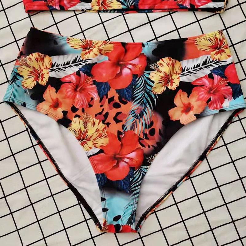 Maillot de bain deux pièces grande taille à rayures pour femmes Maillot de bain taille haute deux pièces grande taille pour femmes Maillot de bain taille haute Maillot de bain taille haute épaules dénudées Maillot de bain échancré