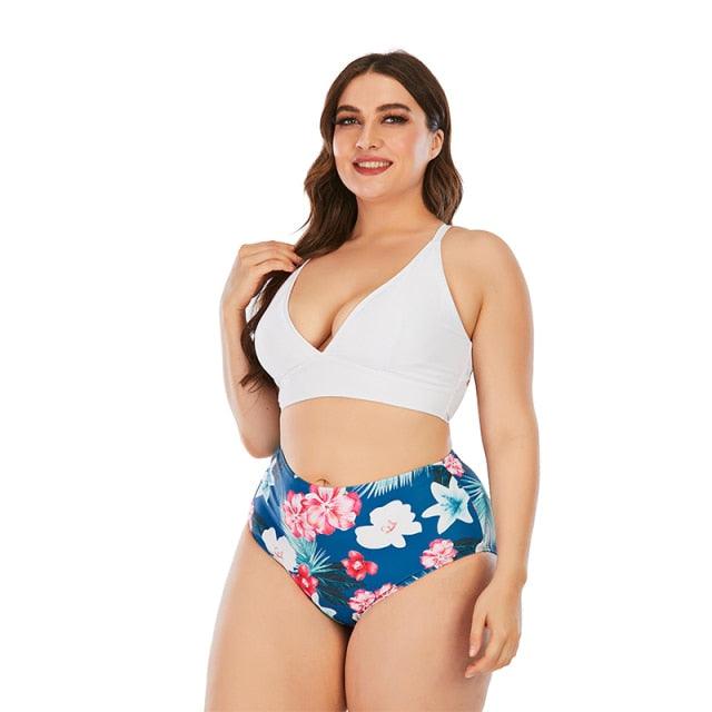 Maillot de bain deux pièces grande taille à rayures pour femmes Maillot de bain taille haute deux pièces grande taille pour femmes Maillot de bain taille haute Maillot de bain taille haute épaules dénudées Maillot de bain échancré