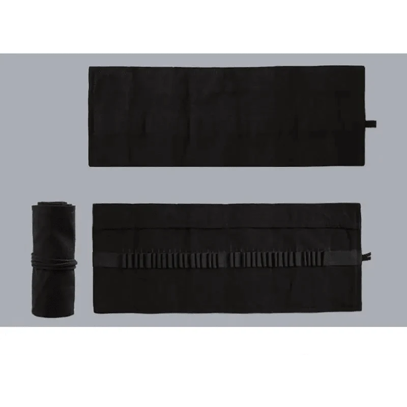 Trousse à Crayon Rétro en Toile Noire pour Étudiants, de Haute Qualité, Pochette de Papeterie