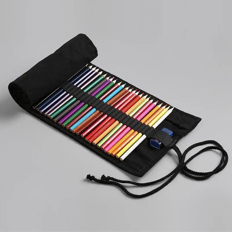 Trousse à Crayon Rétro en Toile Noire pour Étudiants, de Haute Qualité, Pochette de Papeterie