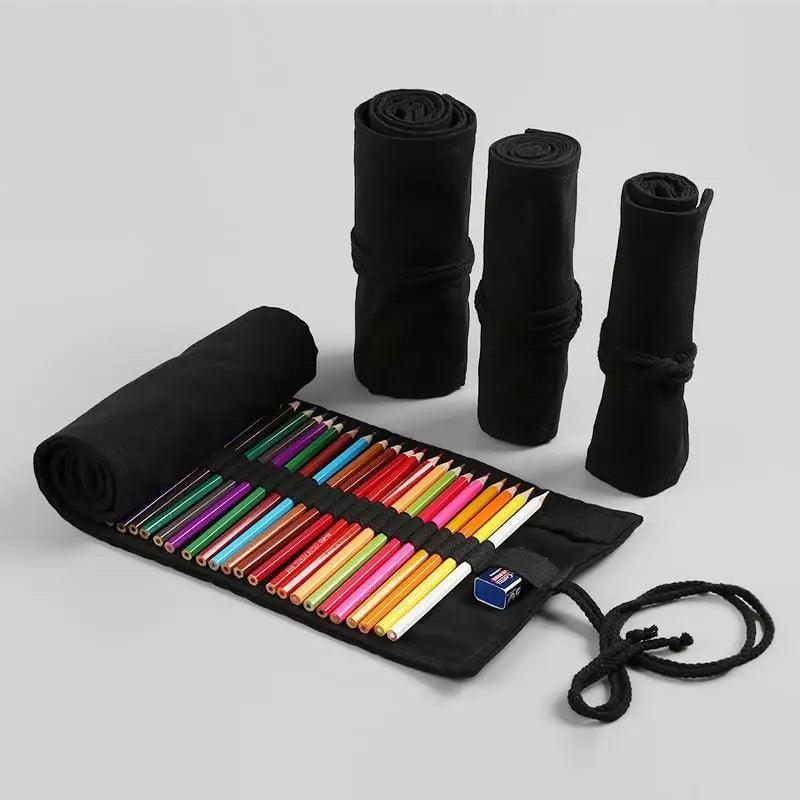 Trousse à Crayon Rétro en Toile Noire pour Étudiants, de Haute Qualité, Pochette de Papeterie