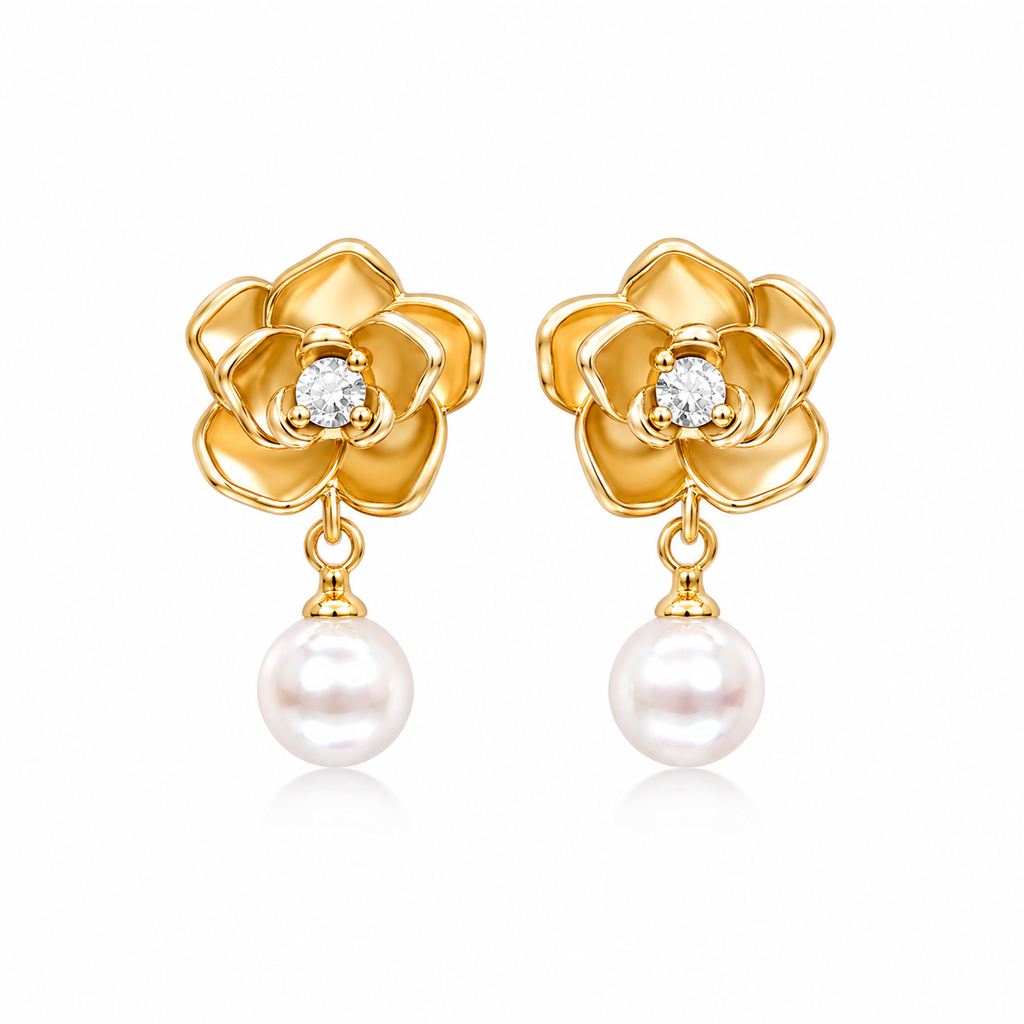 Boucles d'oreilles pendantes perlées à motif floral en édition limitée