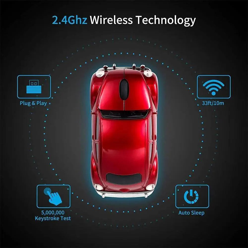 Souris sans fil 2,4 GHz élégante en forme de voiture, souris USB pour ordinateur 1200 DPI, souris de bureau au design unique de voiture de sport 3D pour gamer