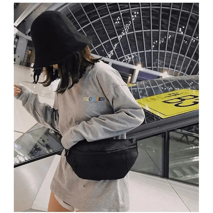Sac banane élégant et à la mode pour femme, idéal pour les festivals, les voyages, motif à carreaux noirs et blancs