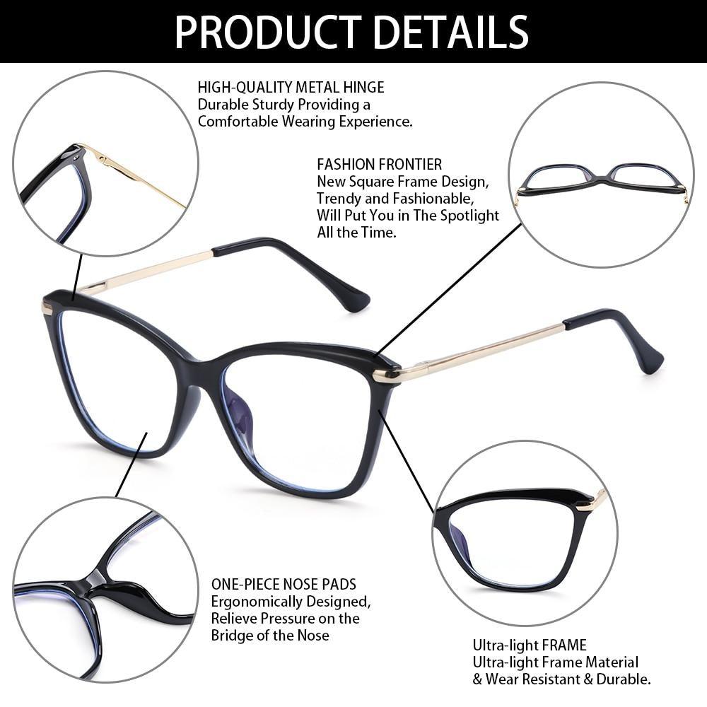 Lunettes élégantes Lunettes à verres transparents Lunettes anti-lumière bleue Mode femme homme Lunettes œil de chat Lunettes de jeu pour ordinateur Protection oculaire Lunettes de vue