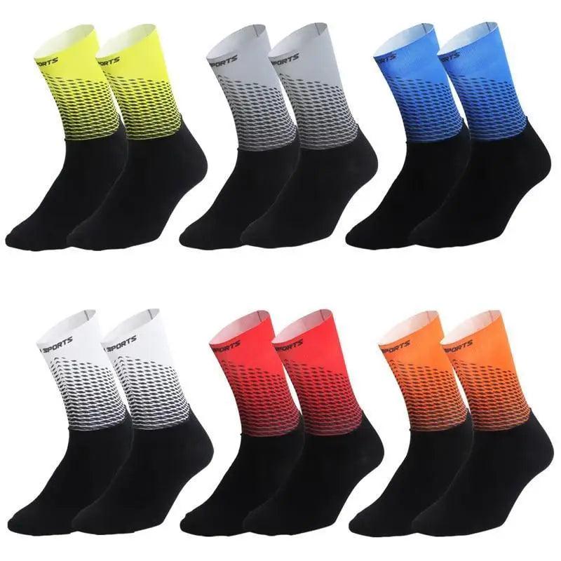 Chaussettes de cyclisme élégantes en tissu, compression antidérapante, respirantes pour hommes et femmes, chaussettes de sport fonctionnelles athlétiques respirantes