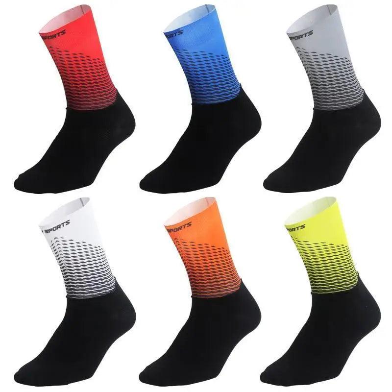 Chaussettes de cyclisme élégantes en tissu, compression antidérapante, respirantes pour hommes et femmes, chaussettes de sport fonctionnelles athlétiques respirantes