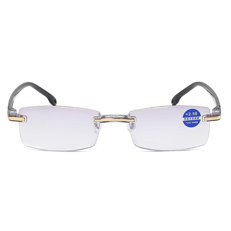 Lunettes de lecture sans monture bloquant la lumière bleue élégantes et modernes, carrées, pour femmes et hommes, verres filtrants la lumière bleue, légères, anti-éblouissement, pour ordinateur