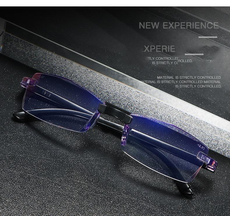 Lunettes de lecture sans monture bloquant la lumière bleue élégantes et modernes, carrées, pour femmes et hommes, verres filtrants la lumière bleue, légères, anti-éblouissement, pour ordinateur