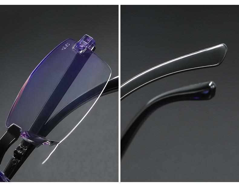 Lunettes de lecture sans monture bloquant la lumière bleue élégantes et modernes, carrées, pour femmes et hommes, verres filtrants la lumière bleue, légères, anti-éblouissement, pour ordinateur