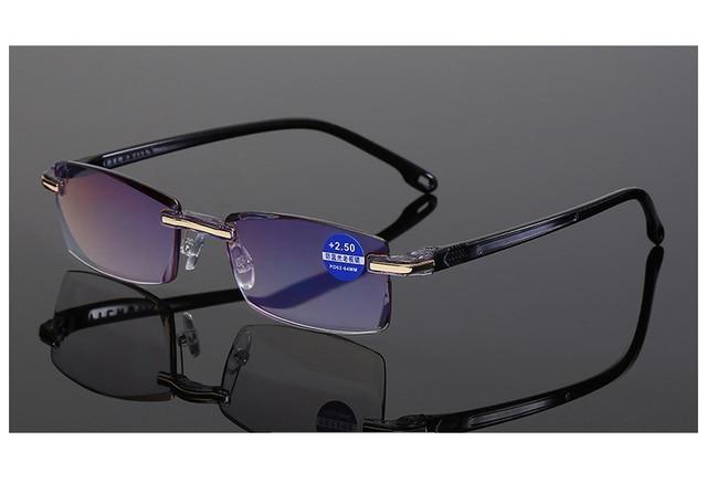 Lunettes de lecture sans monture bloquant la lumière bleue élégantes et modernes, carrées, pour femmes et hommes, verres filtrants la lumière bleue, légères, anti-éblouissement, pour ordinateur