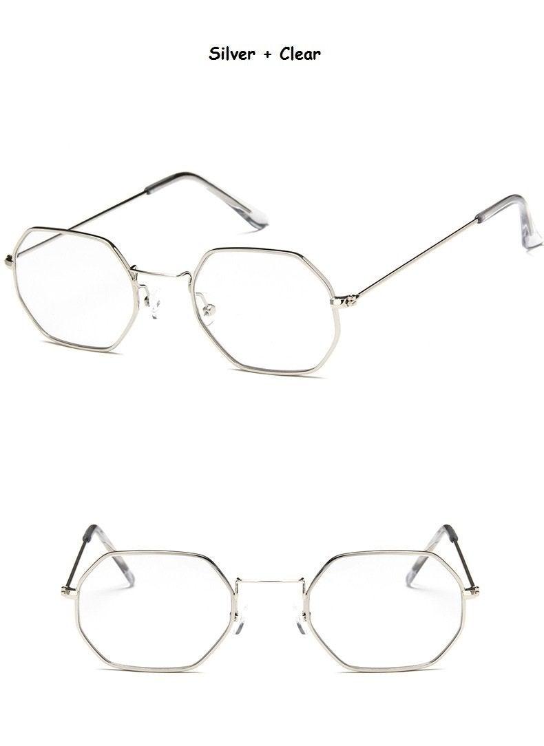 Lunettes de soleil hexagonales tendance et colorées pour femmes, monture en métal de luxe, lunettes d'été en acier inoxydable léger, style cool pour l'extérieur, voyage, verres anti-UV.
