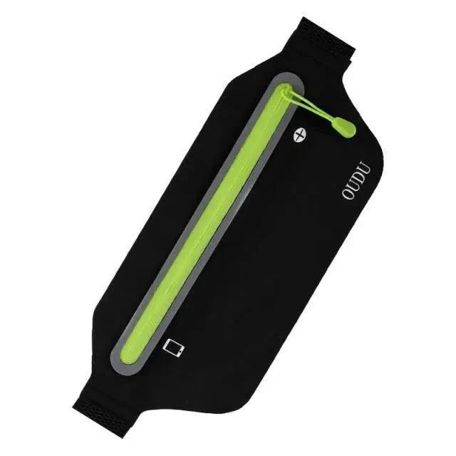 Sac banane élégant et discret, pochette de téléphone de sport pour hommes, sac de ceinture ultra-fin étanche, mini sac banane noir réfléchissant, ceinture de course, ceinture de jogging avec poche