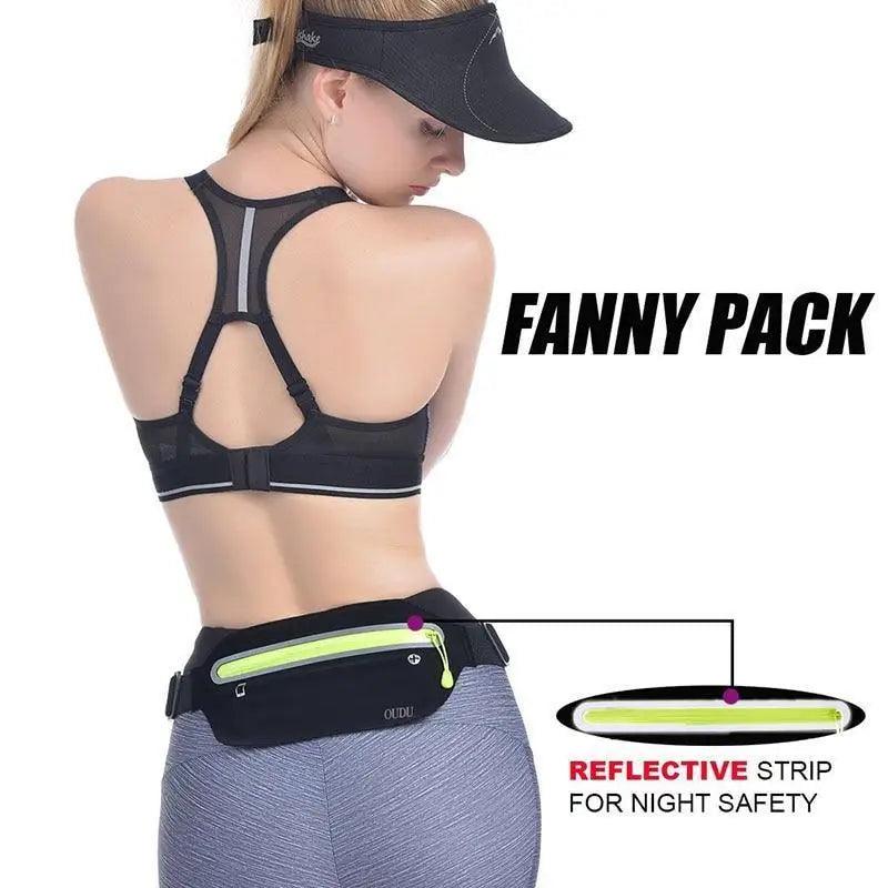 Sac banane élégant et discret, pochette de téléphone de sport pour hommes, sac de ceinture ultra-fin étanche, mini sac banane noir réfléchissant, ceinture de course, ceinture de jogging avec poche