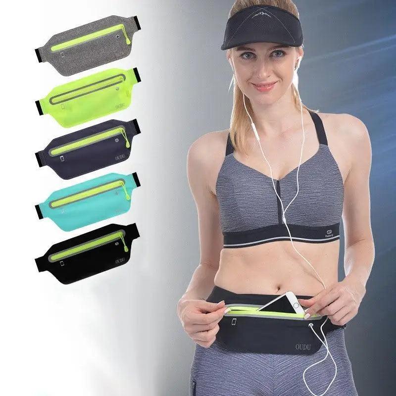 Sac banane élégant et discret, pochette de téléphone de sport pour hommes, sac de ceinture ultra-fin étanche, mini sac banane noir réfléchissant, ceinture de course, ceinture de jogging avec poche
