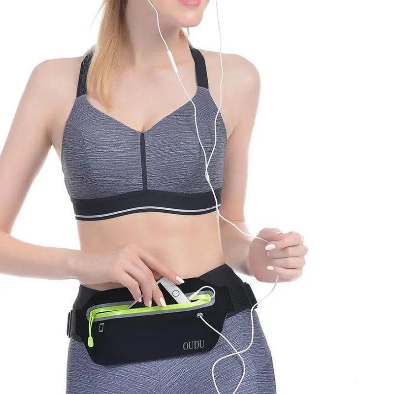 Sac banane élégant et discret, pochette de téléphone de sport pour hommes, sac de ceinture ultra-fin étanche, mini sac banane noir réfléchissant, ceinture de course, ceinture de jogging avec poche