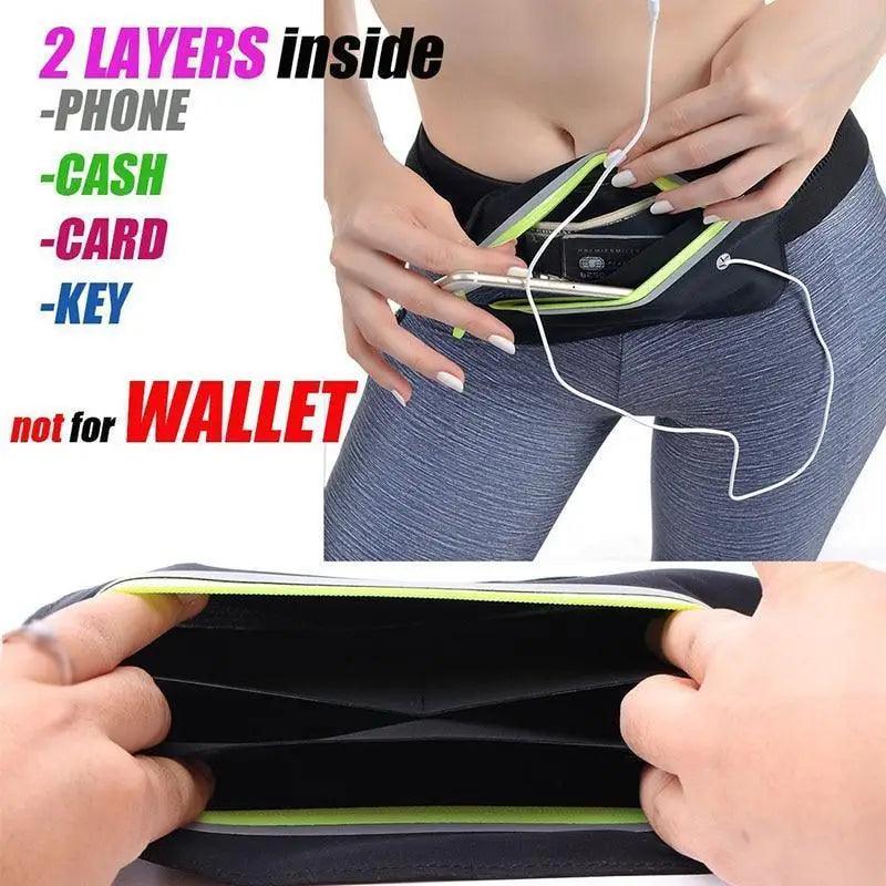 Sac banane élégant et discret, pochette de téléphone de sport pour hommes, sac de ceinture ultra-fin étanche, mini sac banane noir réfléchissant, ceinture de course, ceinture de jogging avec poche