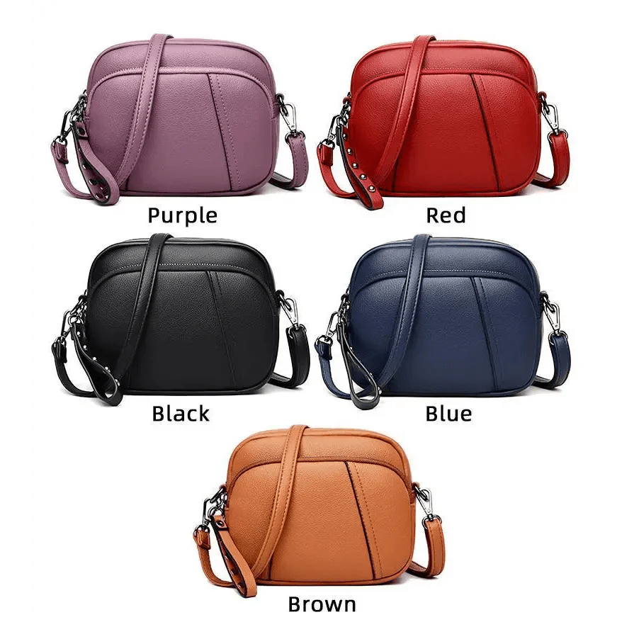 Sac à bandoulière en cuir souple élégant pour femmes, petit sac décontracté avec bandoulière amovible et réglable, grande capacité