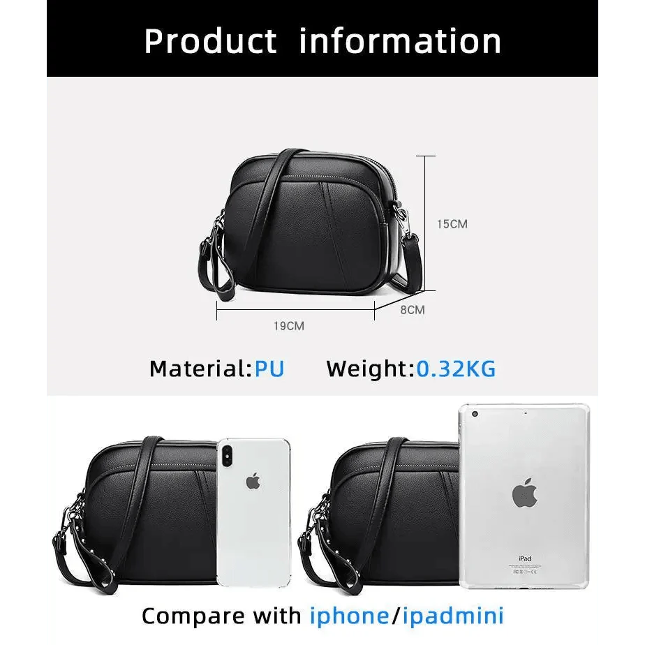 Sac à bandoulière en cuir souple élégant pour femmes, petit sac décontracté avec bandoulière amovible et réglable, grande capacité