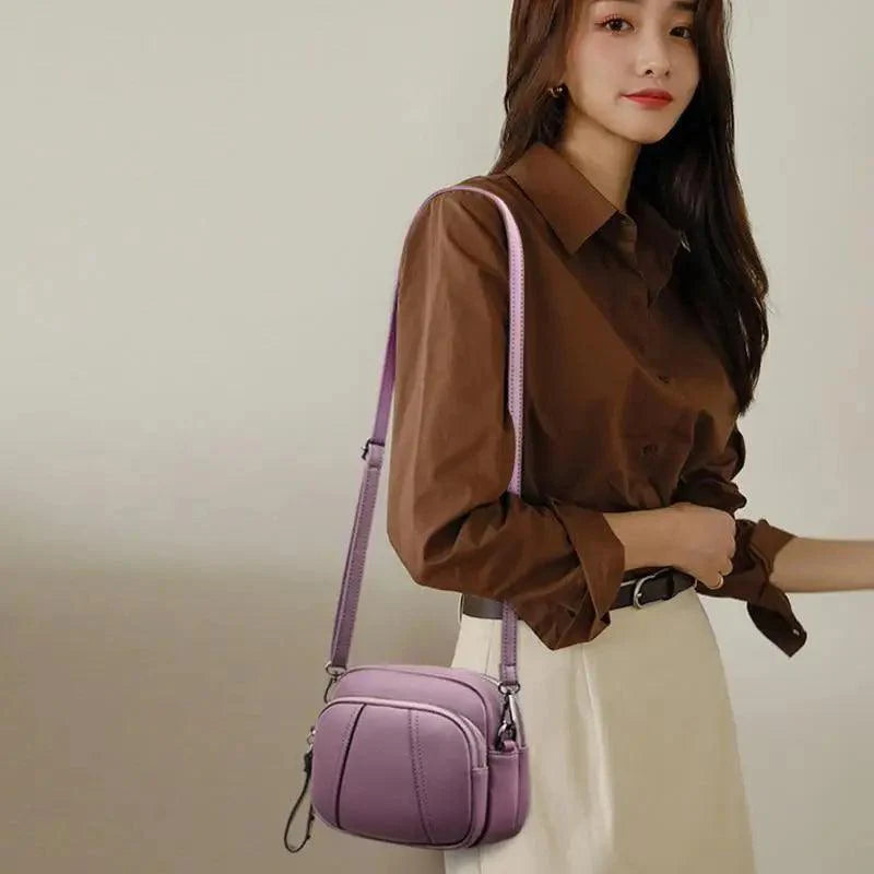 Sac à bandoulière en cuir souple élégant pour femmes, petit sac décontracté avec bandoulière amovible et réglable, grande capacité