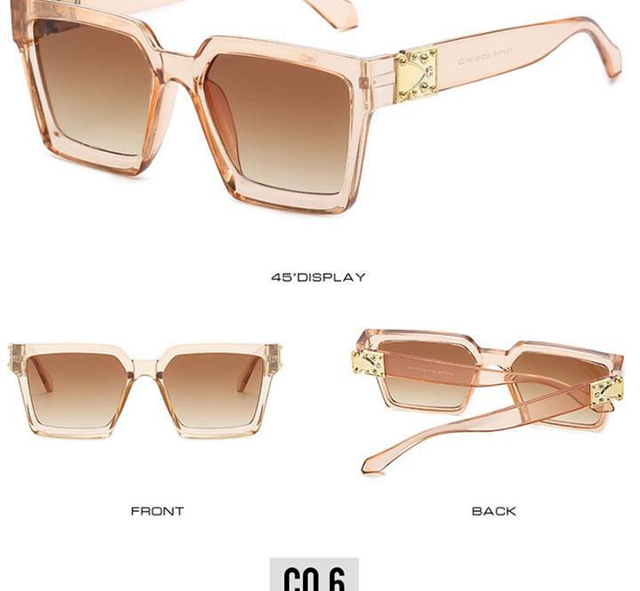 Lunettes de soleil carrées élégantes pour femmes et lunettes de vue de luxe pour femmes et hommes, lunettes de soleil carrées pour hommes, montures de lunettes surdimensionnées pour femmes, plusieurs teintes inspirées de paillettes, nuances élégantes