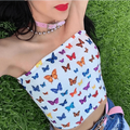 Styles de mode estivaux débardeurs papillon sans manches sexy streetwear crop tops mignons pour femmes