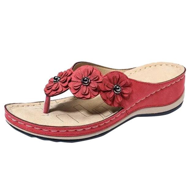Sandales plates d'été pour femmes, multicolores, faites à la main, style rétro, avec fleurs, tongs, pantoufles, sandales plates mignonnes, sandales plates à lanières et bout ouvert pour femmes.