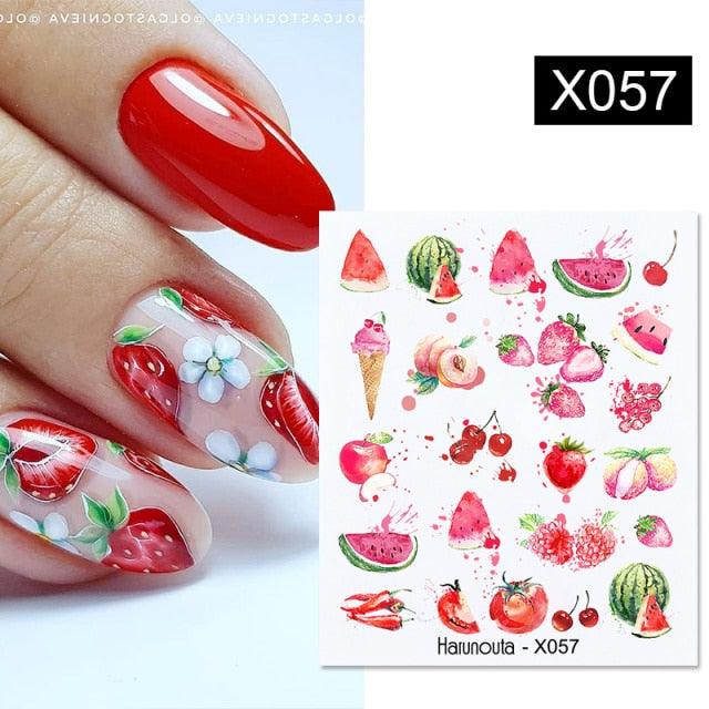 Décalcomanies à l'eau fruits d'été Kiwi Banane Fraise Fleur Alphabet Feuilles Autocollants Nail Art Wraps Curseur Décorations Tranches Nail Art Fruits 3D, Fournitures Nail Art Slime Fruits d'été Décorations Nail Art Flocons de Fruits Accessoires Nail