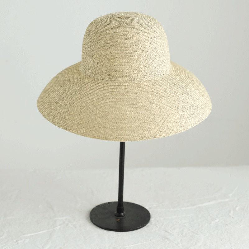 Nouveau chapeau d'été pour femme, chapeau de soleil pliable pour la plage, nouveau chapeau d'été pour femme, grand bord large, souple, pliable, chapeau de paille, grand bord élégant, chapeau de soleil de voyage blanc 55-58CM