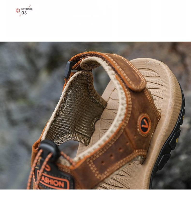 Sandales d'été respirantes pour hommes Chaussures décontractées de plage Semelle épaisse Bout fermé Chaussures aquatiques Randonnée Pêche Sandales de marche à bout fermé pour l'extérieur sportives légères Respirantes Imperméables