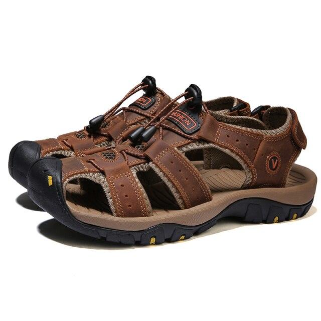 Sandales d'été respirantes pour hommes Chaussures décontractées de plage Semelle épaisse Bout fermé Chaussures aquatiques Randonnée Pêche Sandales de marche à bout fermé pour l'extérieur sportives légères Respirantes Imperméables