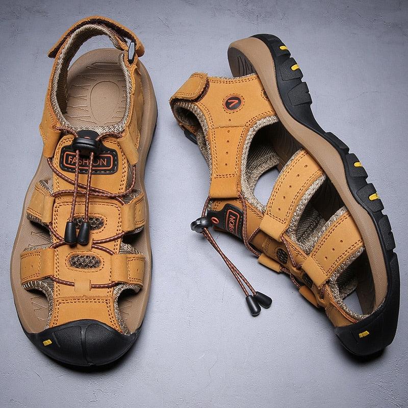 Sandales d'été respirantes pour hommes Chaussures décontractées de plage Semelle épaisse Bout fermé Chaussures aquatiques Randonnée Pêche Sandales de marche à bout fermé pour l'extérieur sportives légères Respirantes Imperméables