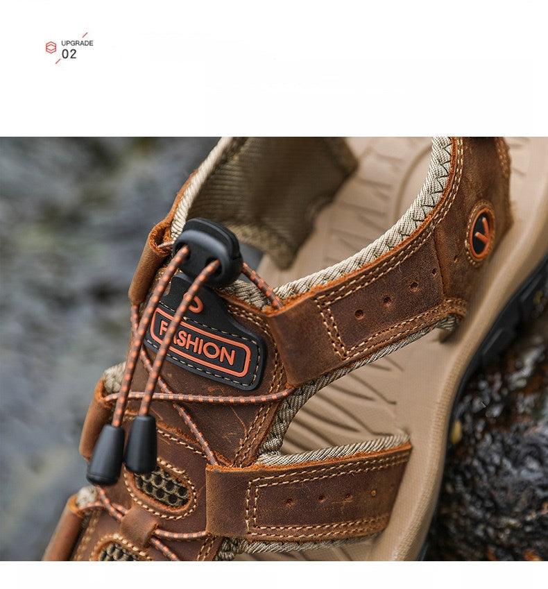 Sandales d'été respirantes pour hommes Chaussures décontractées de plage Semelle épaisse Bout fermé Chaussures aquatiques Randonnée Pêche Sandales de marche à bout fermé pour l'extérieur sportives légères Respirantes Imperméables