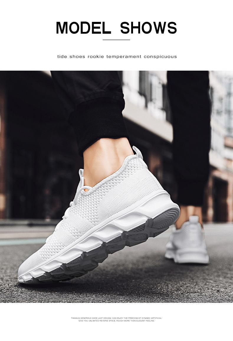 Baskets légères décontractées d'été pour hommes, baskets de sport populaires blanches, respirantes, en maille, pour la course à pied, décontractées, pour couple, marche, sport, athlétiques, antidérapantes, à la mode