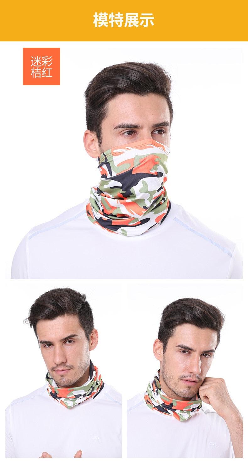 Été Hommes Femmes Camouflage Bandana Demi-Masque Cagoule Cache-Cou Foulard Couverture Faciale Cyclisme Chasse Pêche Cagoule Écharpe Unisexe Hommes Femmes Bandanas Polyester Respirant Coupe-vent Anti-UV Cache-Cou Camping Randonnée Escalade Masque Facial