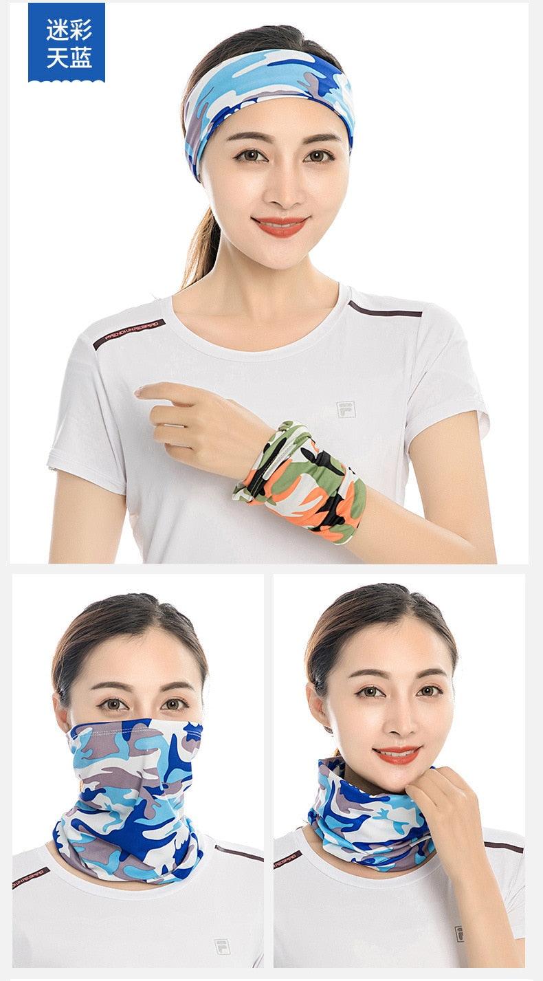 Été Hommes Femmes Camouflage Bandana Demi-Masque Cagoule Cache-Cou Foulard Couverture Faciale Cyclisme Chasse Pêche Cagoule Écharpe Unisexe Hommes Femmes Bandanas Polyester Respirant Coupe-vent Anti-UV Cache-Cou Camping Randonnée Escalade Masque Facial
