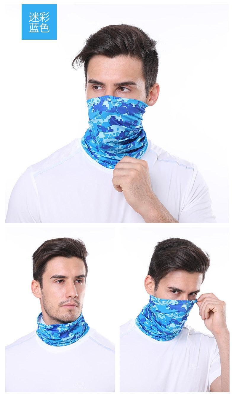 Été Hommes Femmes Camouflage Bandana Demi-Masque Cagoule Cache-Cou Foulard Couverture Faciale Cyclisme Chasse Pêche Cagoule Écharpe Unisexe Hommes Femmes Bandanas Polyester Respirant Coupe-vent Anti-UV Cache-Cou Camping Randonnée Escalade Masque Facial