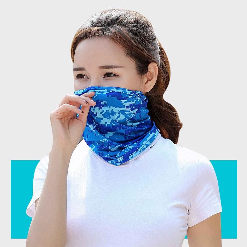 Été Hommes Femmes Camouflage Bandana Demi-Masque Cagoule Cache-Cou Foulard Couverture Faciale Cyclisme Chasse Pêche Cagoule Écharpe Unisexe Hommes Femmes Bandanas Polyester Respirant Coupe-vent Anti-UV Cache-Cou Camping Randonnée Escalade Masque Facial