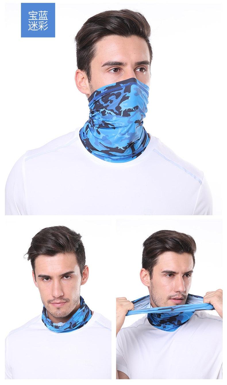 Été Hommes Femmes Camouflage Bandana Demi-Masque Cagoule Cache-Cou Foulard Couverture Faciale Cyclisme Chasse Pêche Cagoule Écharpe Unisexe Hommes Femmes Bandanas Polyester Respirant Coupe-vent Anti-UV Cache-Cou Camping Randonnée Escalade Masque Facial